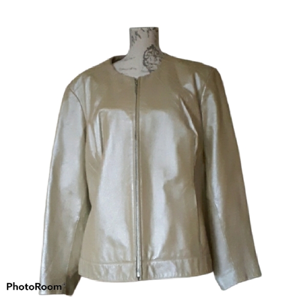 Dialogue Jackets & Blazers - Dialogue gold metallic leather womens 2X jacket